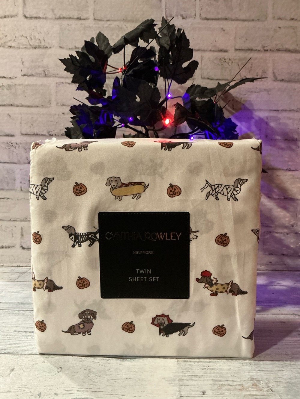 Cynthia Rowley 3Pc Twin Halloweenie Sheet Set
